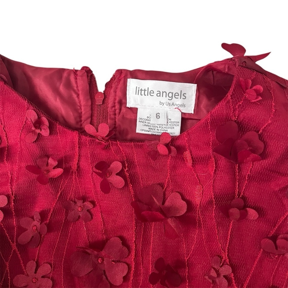 Us Angels Red Floral Kids Formal Dress - Picture 4 of 4